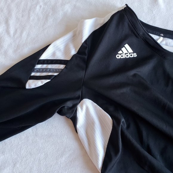 Adidas athletic black long sleeve top sz large - Picture 4 of 8